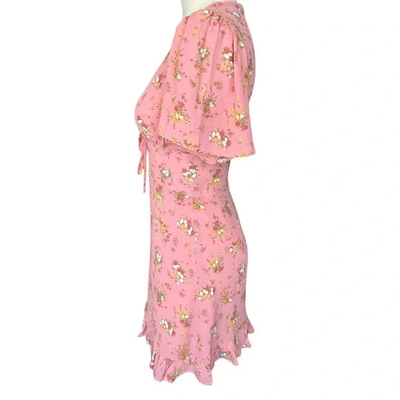 New Reformation Mya Mini Dress in Rosato Pink - Picture 8 of 12